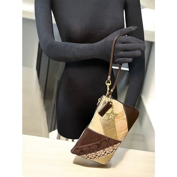 Y2K Coach F17614 Gallery Signature Patchwork Shoulder Bag & F46199 Wristlet - Picture 9 of 14